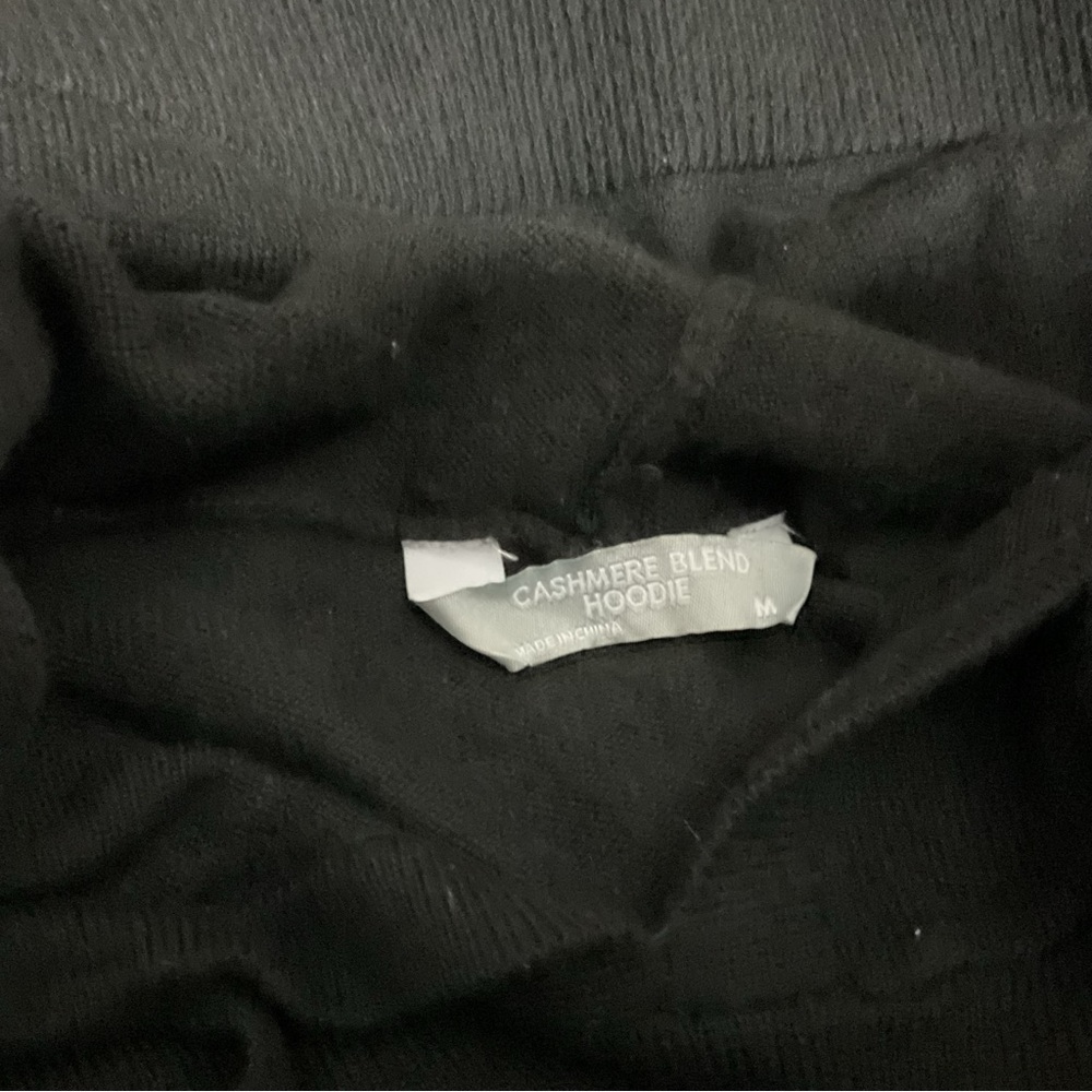 Luxury Premier Cashmere Blend Black Hooded Sweater Hoodie Cozycore Super Soft - Picture 4 of 4